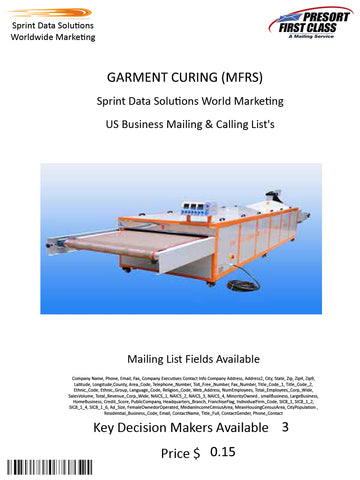 GARMENT CURING (MFRS)