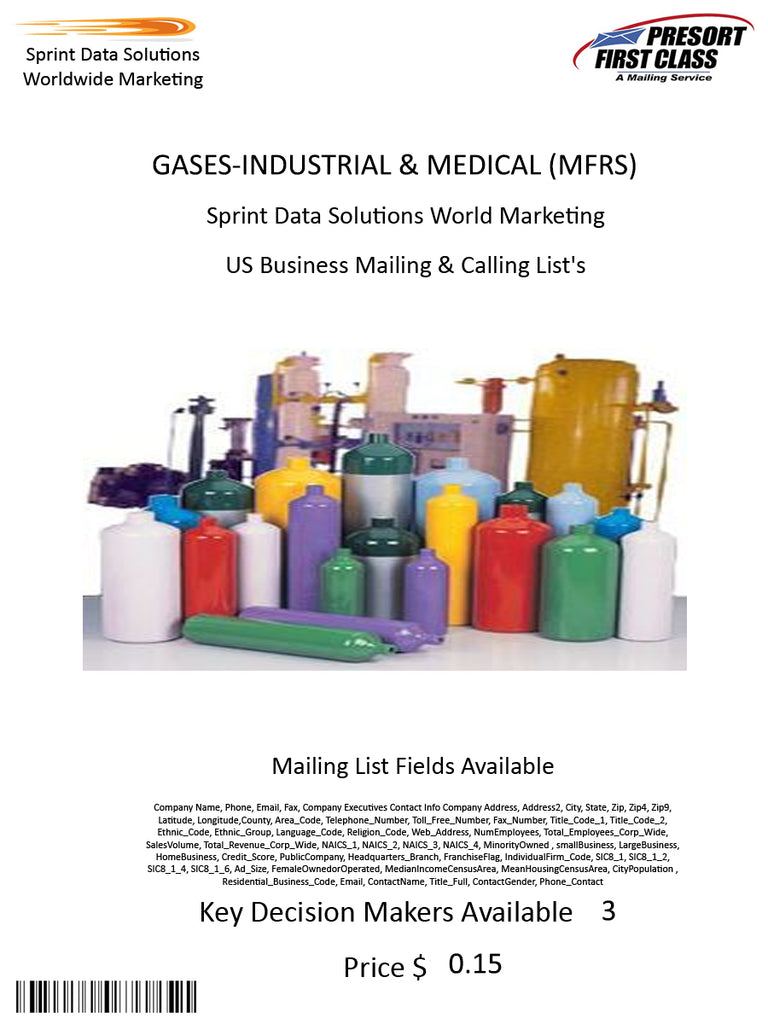 GASES-INDUSTRIAL & MEDICAL (MFRS)