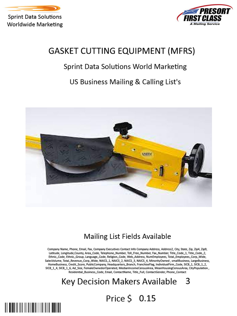 GASKET CUTTING EQUIPMENT (MFRS)