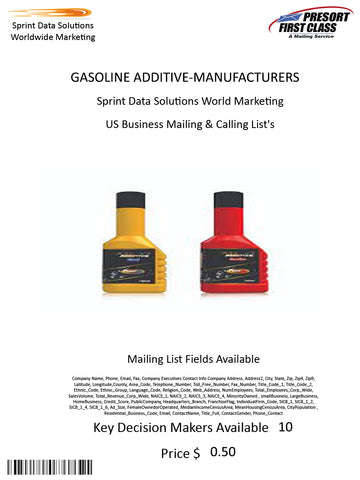 GASOLINE ADDITIVE-MANUFACTURERS