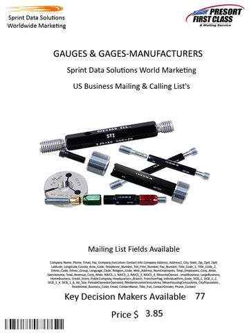 GAUGES & GAGES-MANUFACTURERS