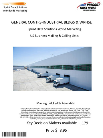 GENERAL CONTRS-INDUSTRIAL BLDGS & WRHSE