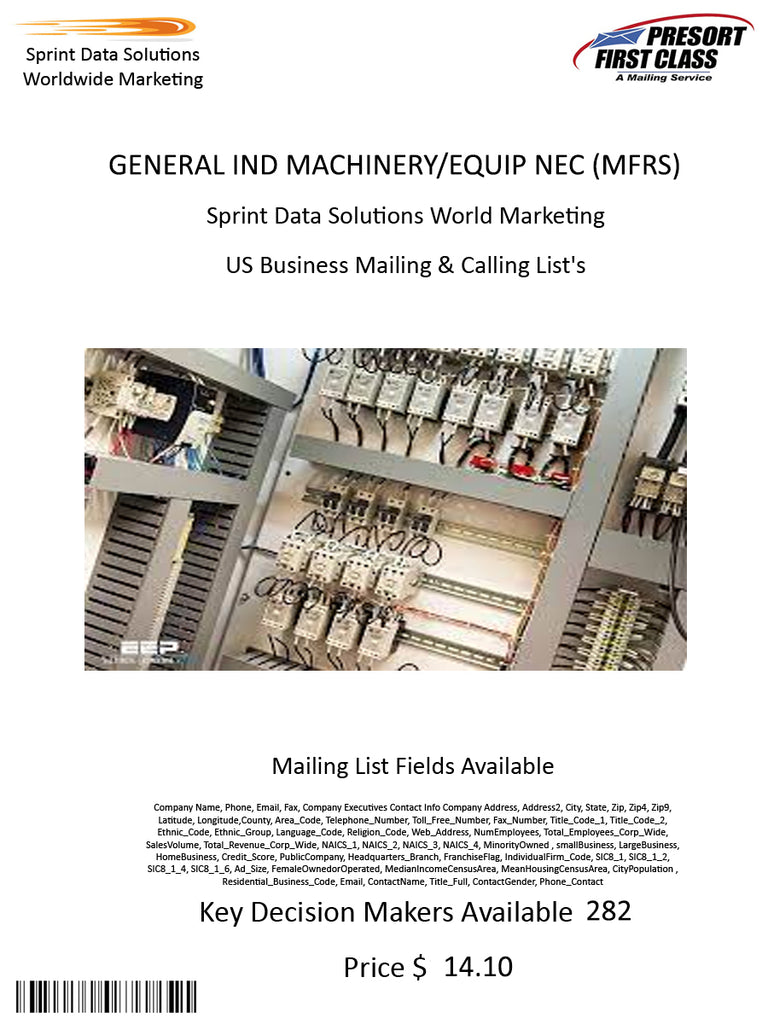 GENERAL IND MACHINERY/EQUIP NEC (MFRS)