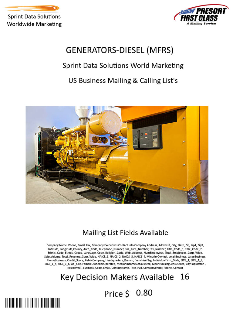 GENERATORS-DIESEL (MFRS)