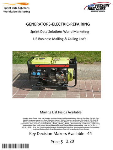 GENERATORS-ELECTRIC-REPAIRING