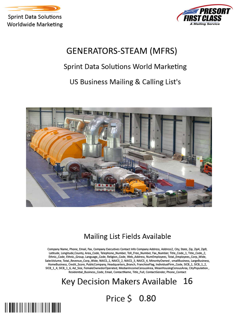 GENERATORS-STEAM (MFRS)