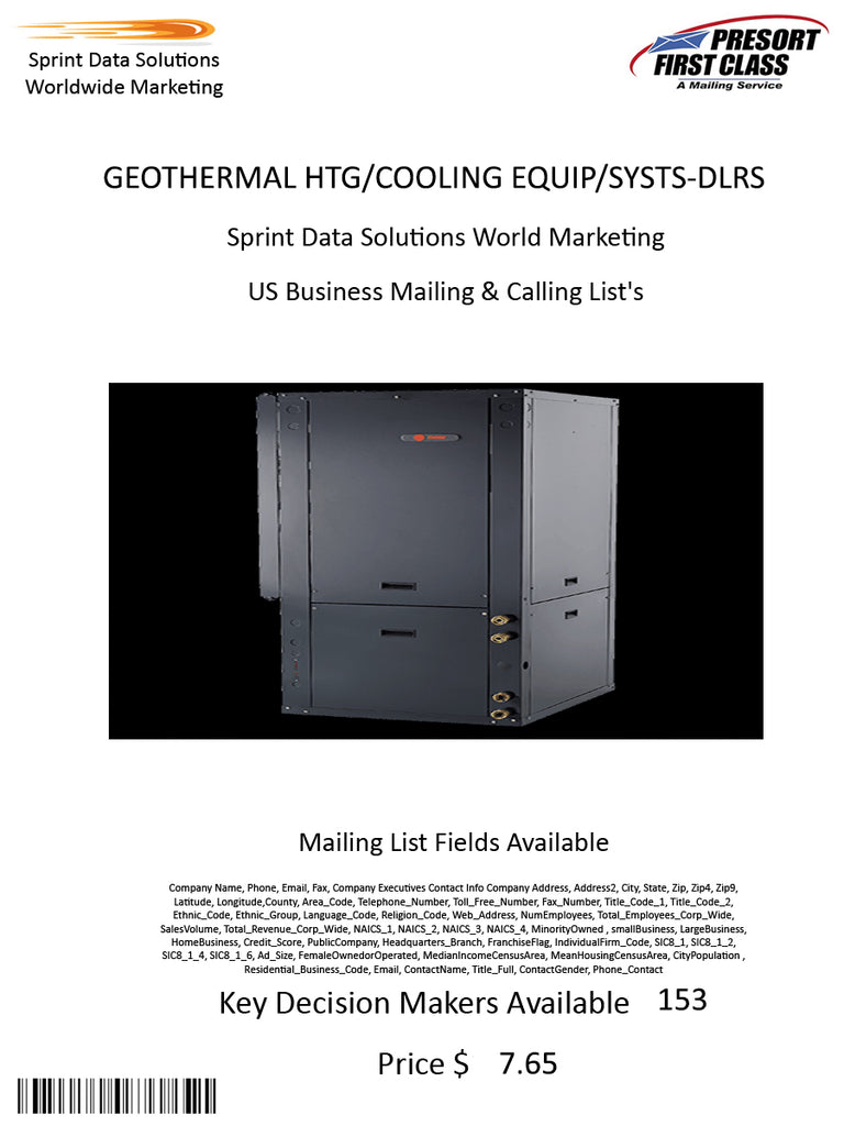 GEOTHERMAL HTG/COOLING EQUIP/SYSTS-DLRS