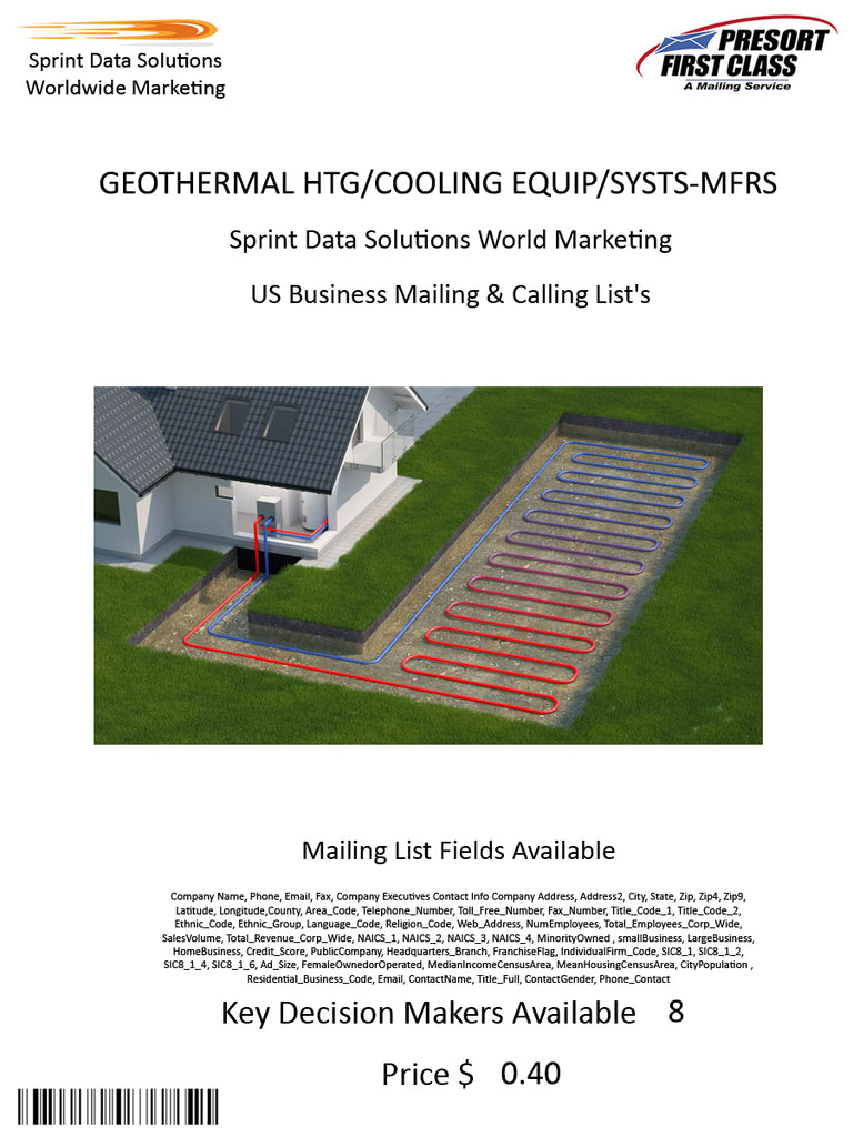 GEOTHERMAL HTG/COOLING EQUIP/SYSTS-MFRS