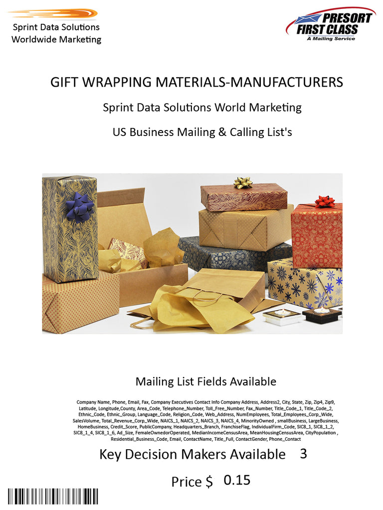 GIFT WRAPPING MATERIALS-MANUFACTURERS