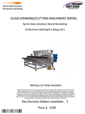 GLASS-GRINDING/CUTTING MACHINERY (MFRS)