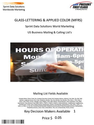 GLASS-LETTERING & APPLIED COLOR (MFRS)