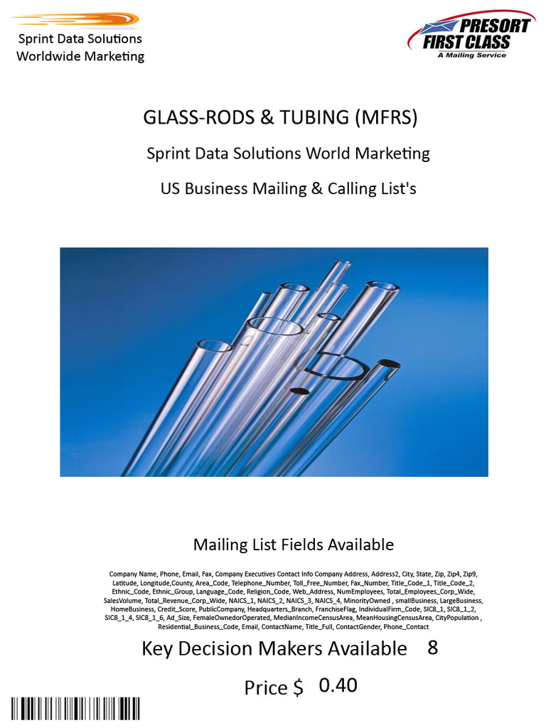 GLASS-RODS & TUBING (MFRS)