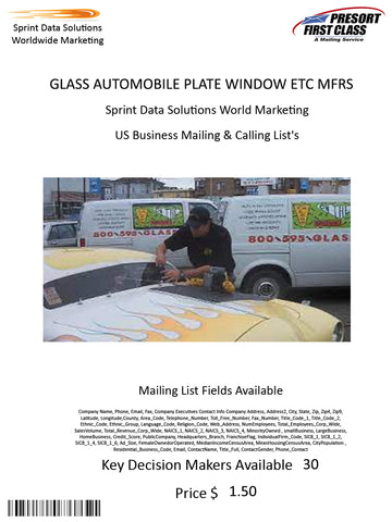 GLASS AUTOMOBILE PLATE WINDOW ETC MFRS