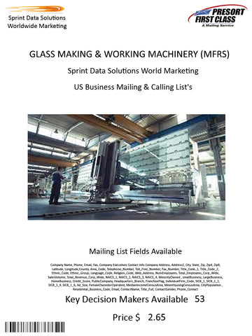 GLASS MAKING & WORKING MACHINERY (MFRS)