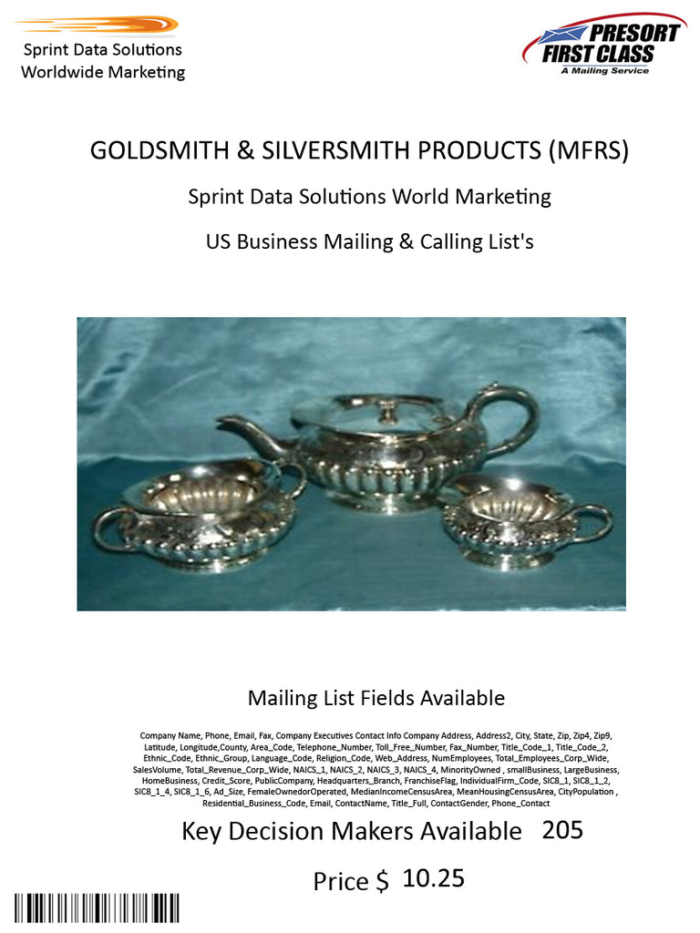 GOLDSMITH & SILVERSMITH PRODUCTS (MFRS)