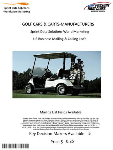 GOLF CARS & CARTS-MANUFACTURERS