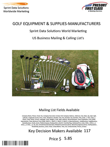 GOLF EQUIPMENT & SUPPLIES-MANUFACTURERS