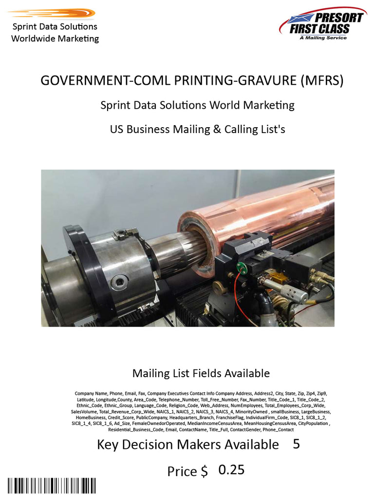 GOVERNMENT-COML PRINTING-GRAVURE (MFRS)