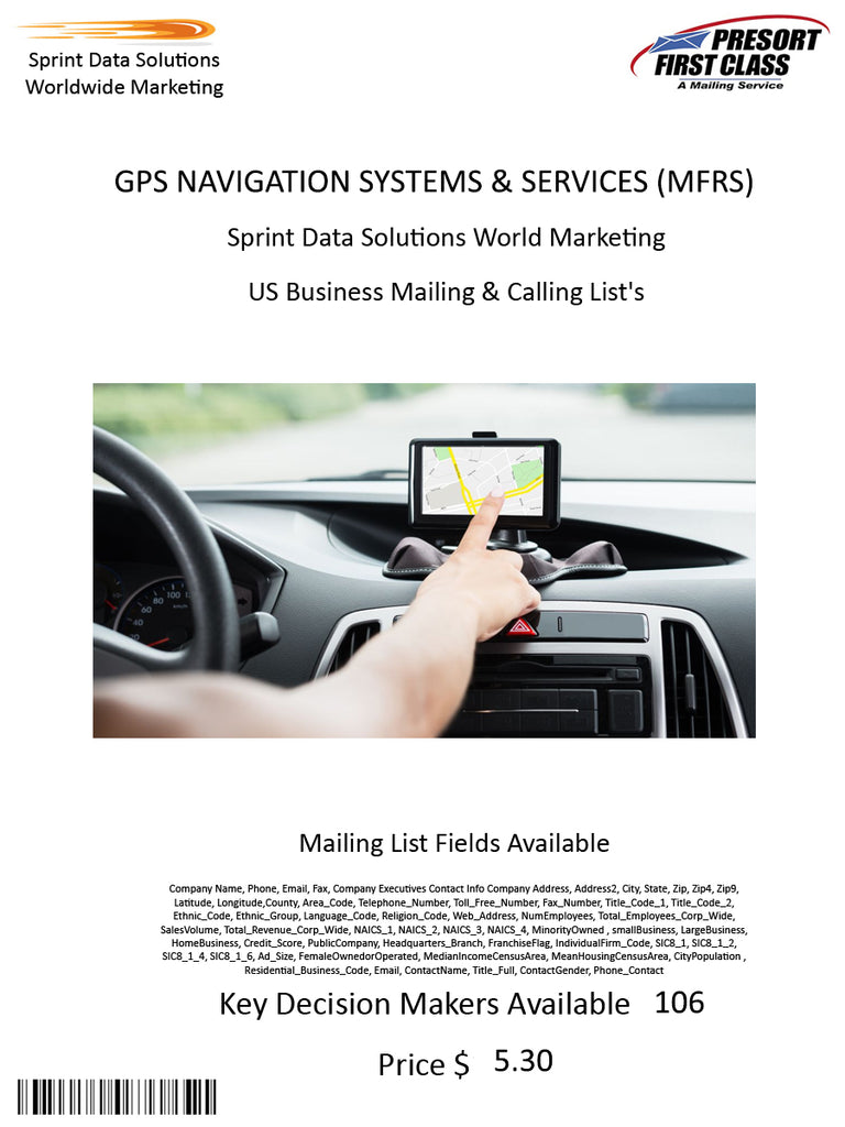 GPS NAVIGATION SYSTEMS & SERVICES (MFRS)