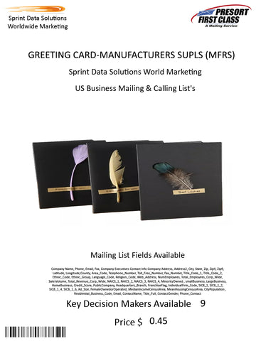 GREETING CARD-MANUFACTURERS SUPLS (MFRS)