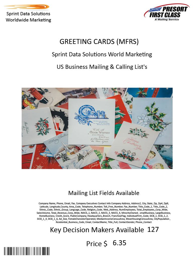 GREETING CARDS (MFRS)