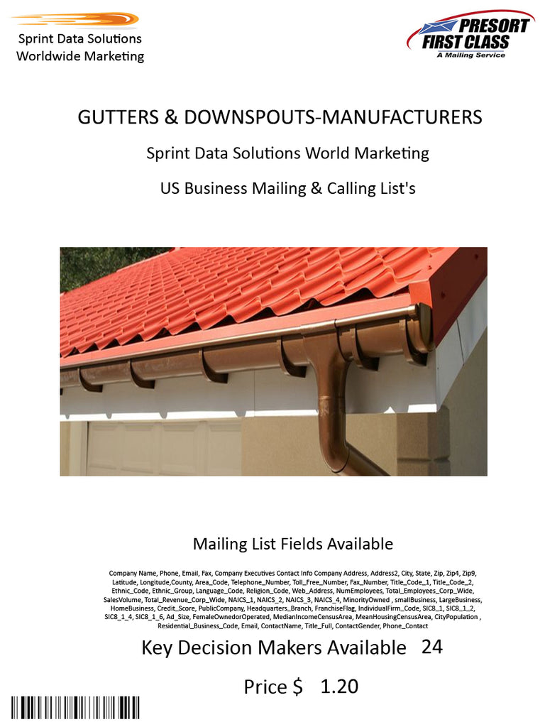 GUTTERS & DOWNSPOUTS-MANUFACTURERS