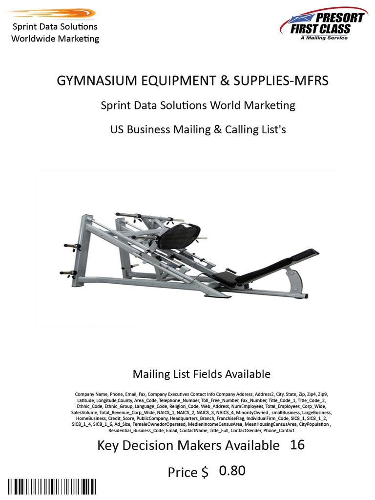 GYMNASIUM EQUIPMENT & SUPPLIES-MFRS