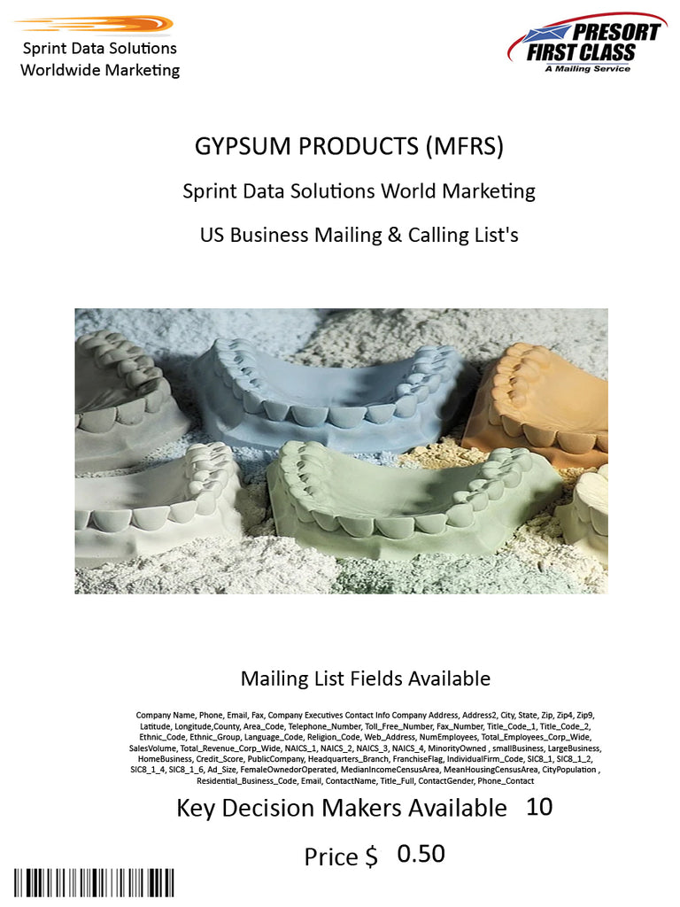 GYPSUM PRODUCTS (MFRS)