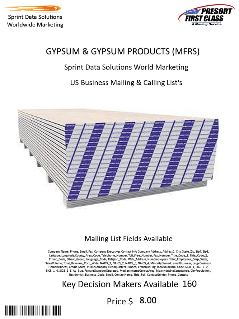 GYPSUM & GYPSUM PRODUCTS (MFRS)