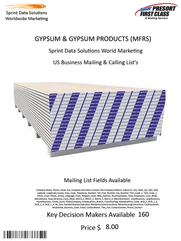 GYPSUM & GYPSUM PRODUCTS (MFRS)