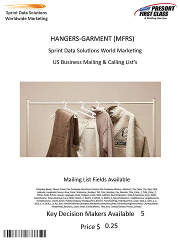 HANGERS-GARMENT (MFRS)