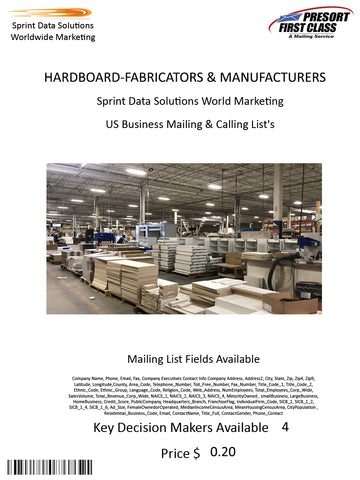 HARDBOARD-FABRICATORS & MANUFACTURERS