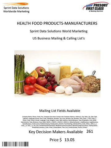 HEALTH FOOD PRODUCTS-MANUFACTURERS