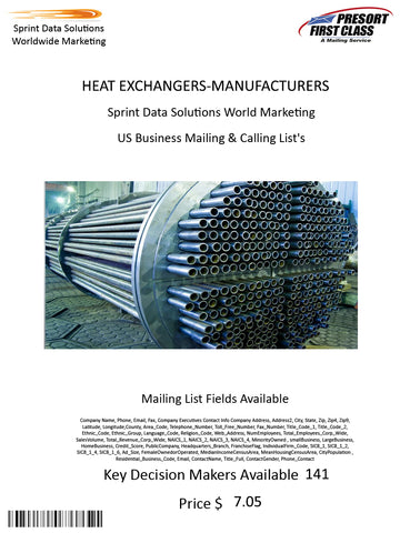 HEAT EXCHANGERS-MANUFACTURERS