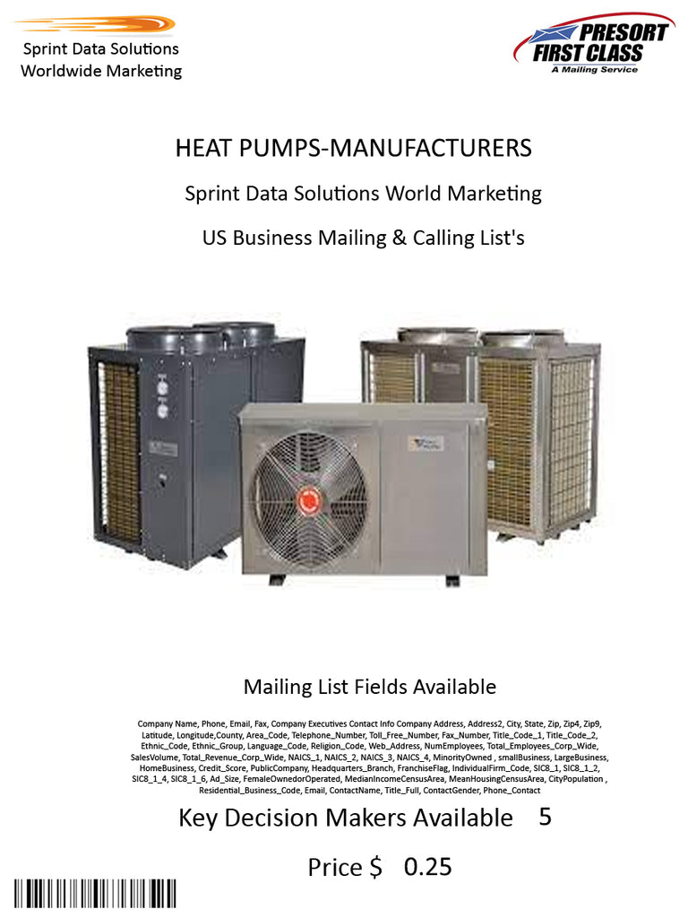 HEAT PUMPS-MANUFACTURERS