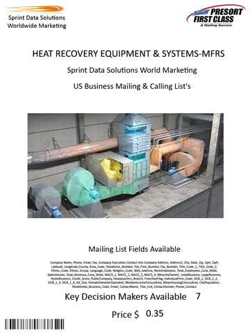 HEAT RECOVERY EQUIPMENT & SYSTEMS-MFRS