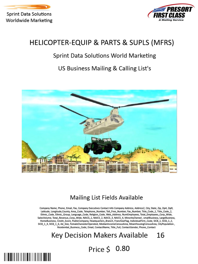 HELICOPTER-EQUIP & PARTS & SUPLS (MFRS)