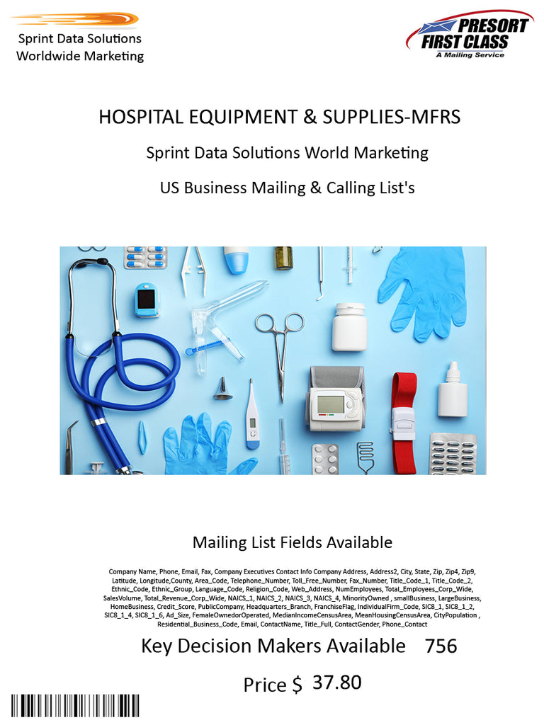 HOSPITAL EQUIPMENT & SUPPLIES-MFRS