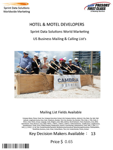 HOTEL & MOTEL DEVELOPERS