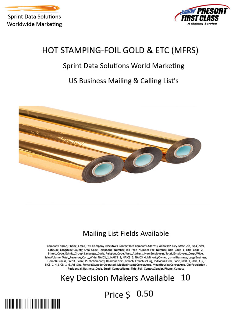 HOT STAMPING-FOIL GOLD & ETC (MFRS)