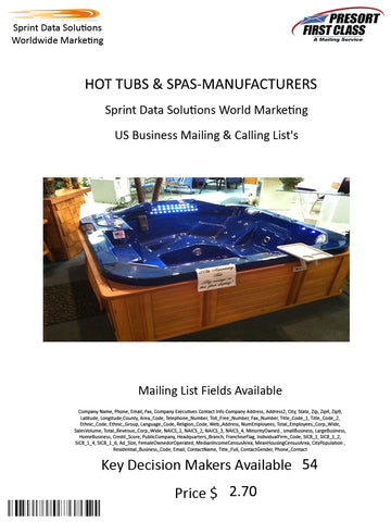 HOT TUBS & SPAS-MANUFACTURERS