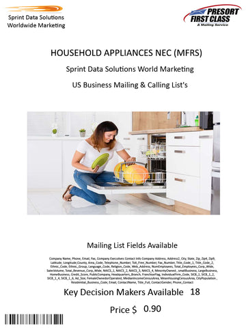 HOUSEHOLD APPLIANCES NEC (MFRS)