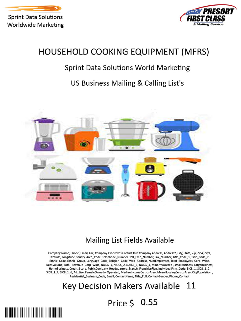 HOUSEHOLD COOKING EQUIPMENT (MFRS)