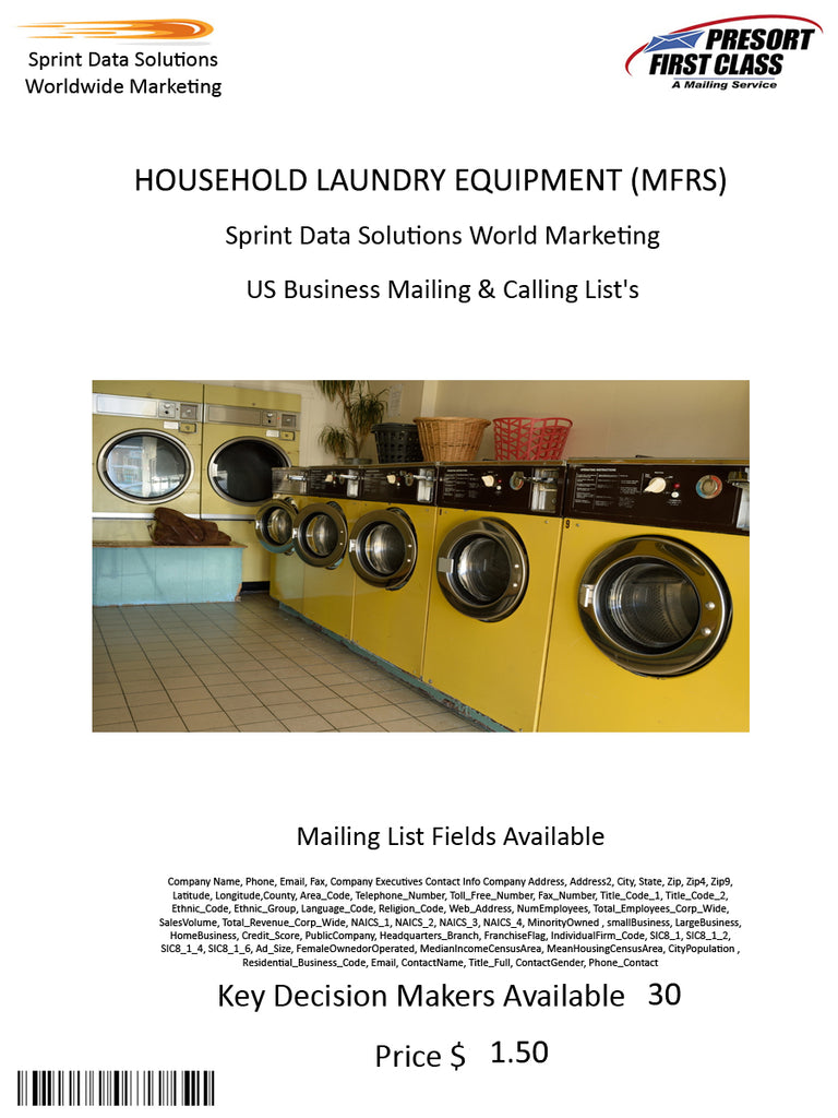 HOUSEHOLD LAUNDRY EQUIPMENT (MFRS)