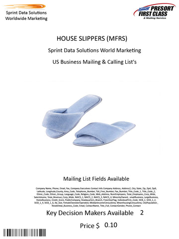 HOUSE SLIPPERS (MFRS)