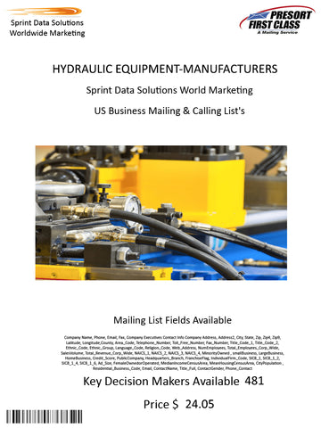 HYDRAULIC EQUIPMENT-MANUFACTURERS