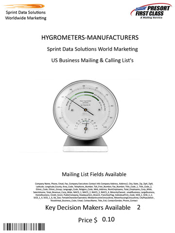 HYGROMETERS-MANUFACTURERS