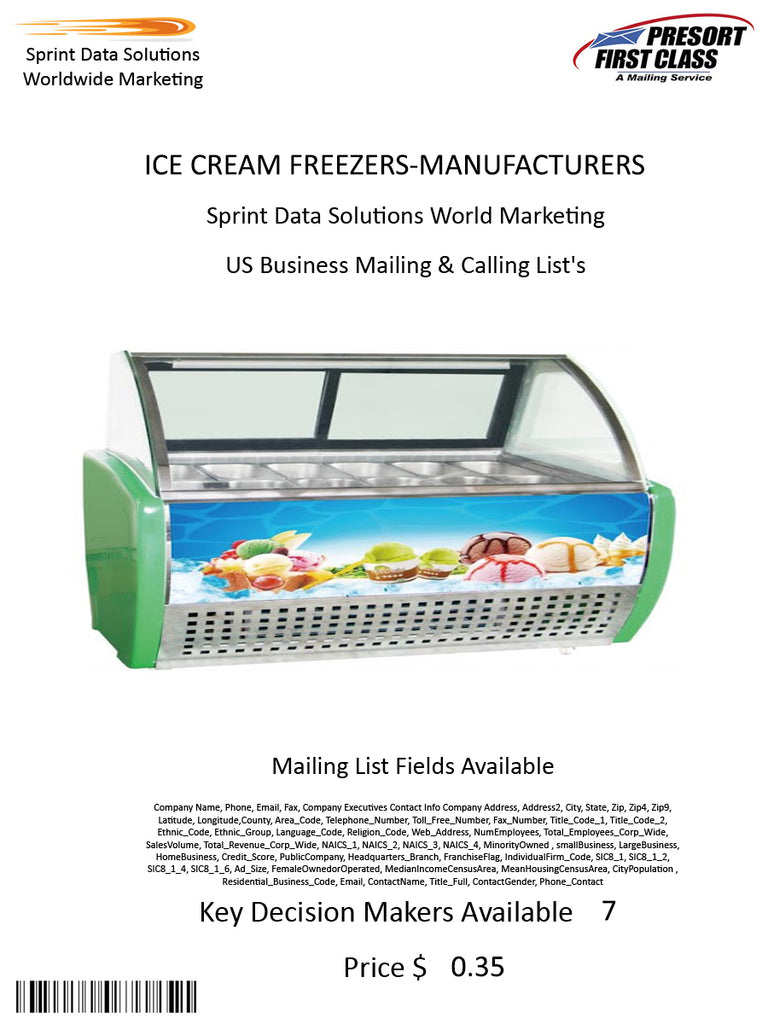 ICE CREAM FREEZERS-MANUFACTURERS