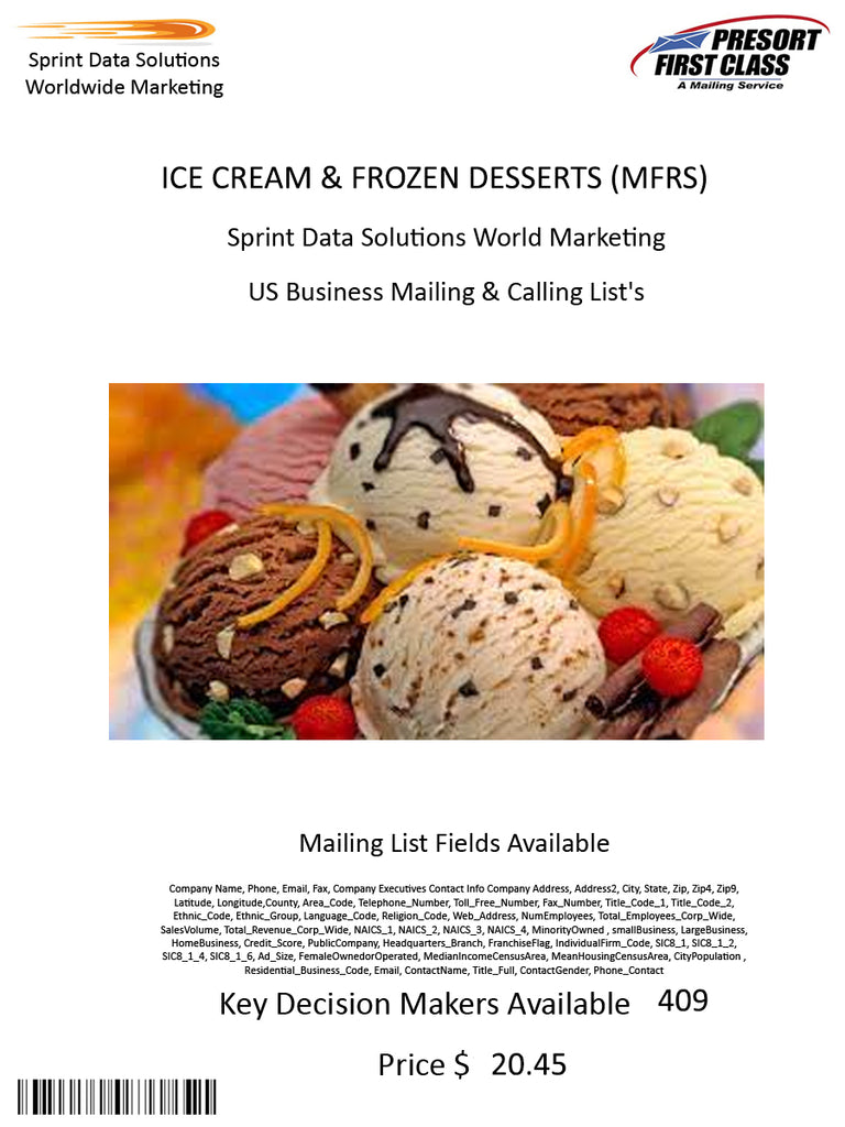 ICE CREAM & FROZEN DESSERTS (MFRS)