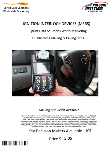 IGNITION INTERLOCK DEVICES (MFRS)